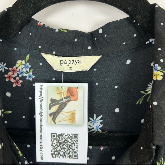 Papaya Black Floral 100% Modal Shirt Size 10 NWT! - Picture 3 of 11